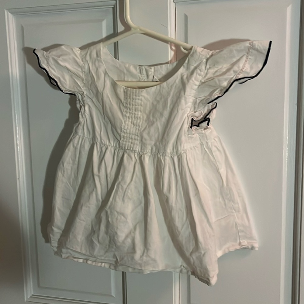 Janie and Jack White Blouse with navy trim